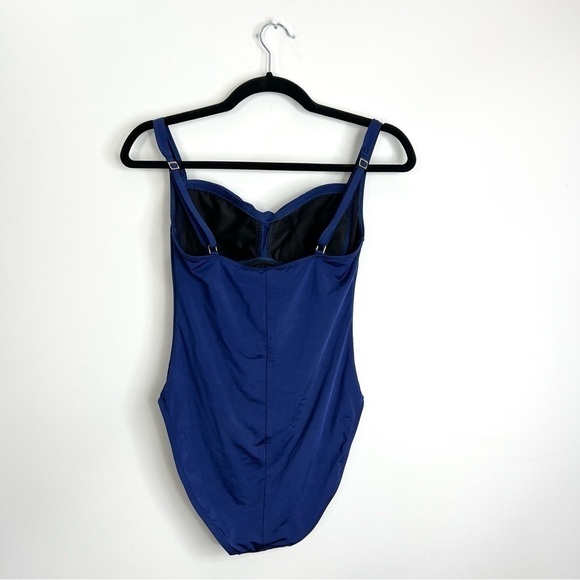 La Blanca blue ruched one piece swimsuit bathing suit 8 - Picture 4 of 11